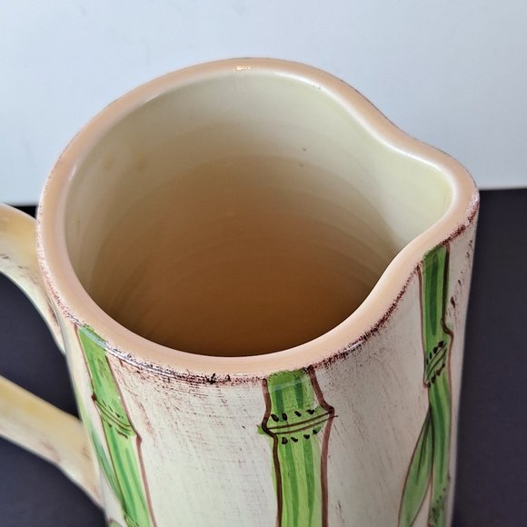 Ceramic Bamboo Hand Painted in Italy Pitcher - Picture 4 of 7